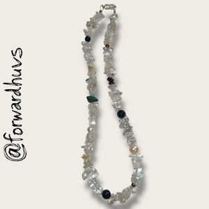 Clear Quartz Chip Necklace – Mixed Beads & Crystal Accents – Handcrafted